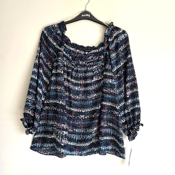 Zac & Rachel Tops - Zac & Rachel Women's Multi-Colored Patterned Ruffle Blouse Sz 2X